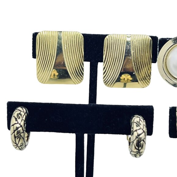 Vintage Lot of 5 Gold Tone Clip On Earrings (5487) - Picture 2 of 6